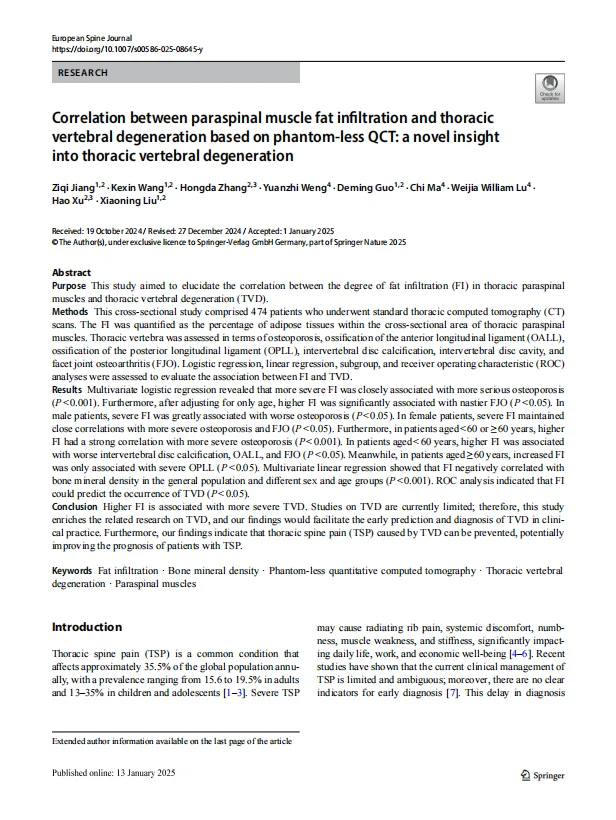 Research on the Mechanism of Thoracic Spine Degeneration